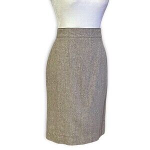 Vintage Wool Pencil Skirt Beige Button Slit Business Office Secretary Size 7 USA